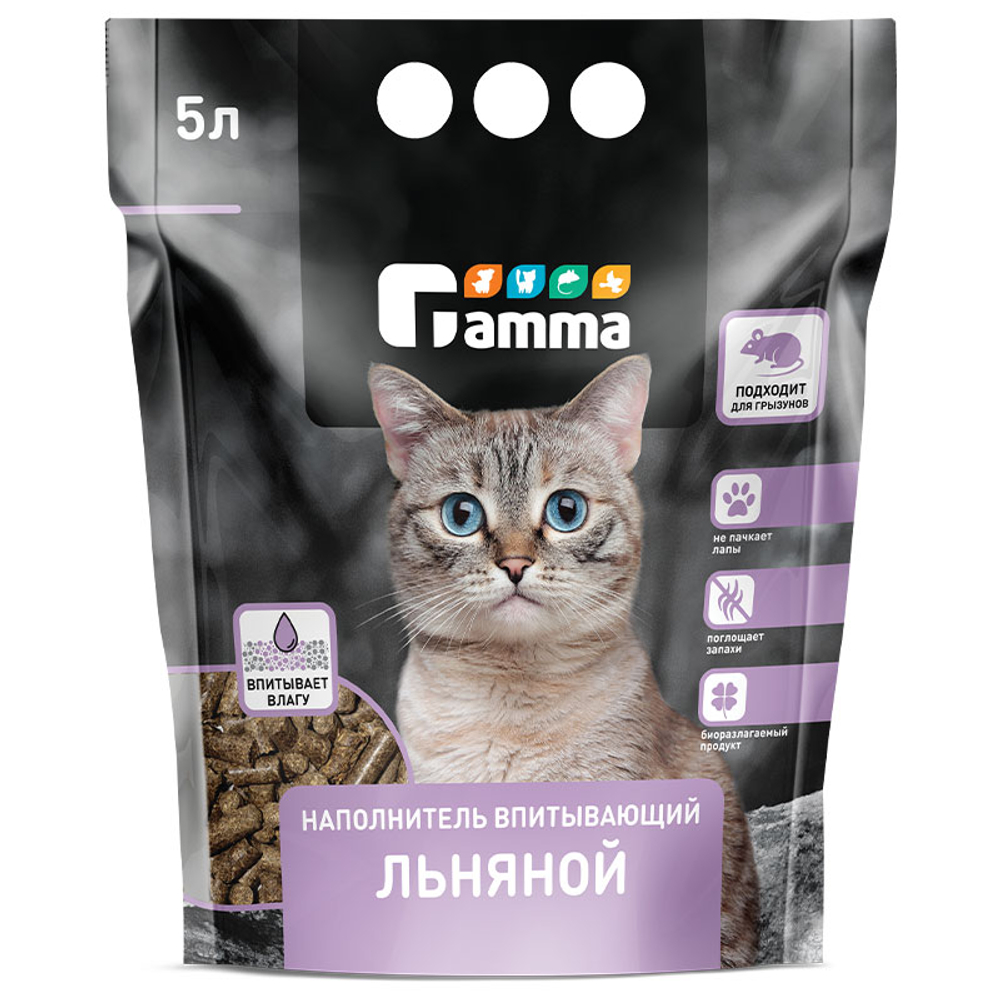 Наполнитель впитывающий льняной Gamma, 5 л, Gamma