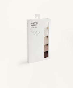 OYSHO Набор из 5 пар трусов-бразильяно из хлопковой смеси в рубчик, бежевый