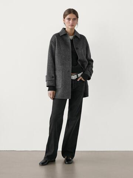 Massimo Dutti Пальто из смесовой шерсти, темно-серый