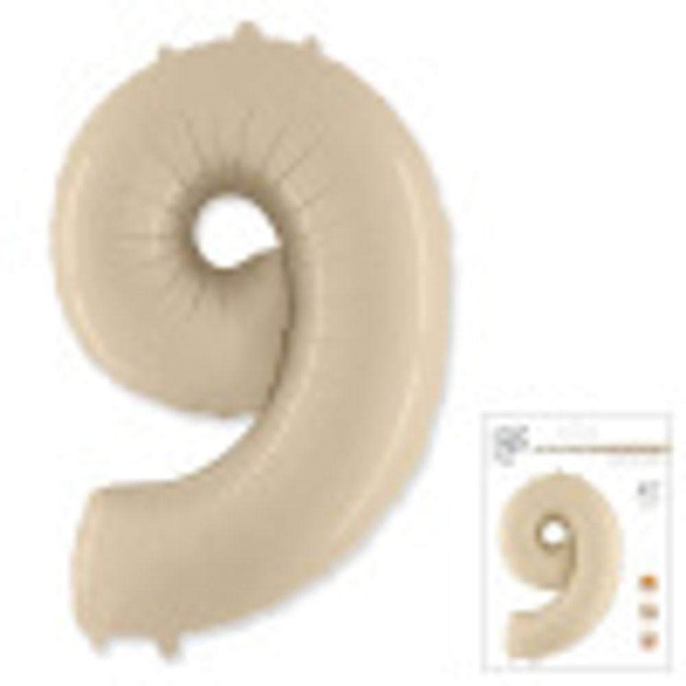 FM Шар 40'' / 102 см "Цифра 9" Кремовый (БГ-60)