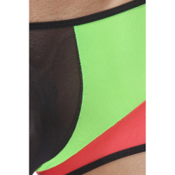 Мужские трусы хипсы салатовые с красной вставкой Cosmos Colors BR30_RG