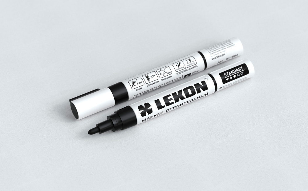Маркер с нитроэмалью 4мм Черный LEKON Standart 011804