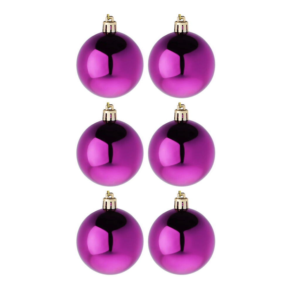 Набор елочных шаров 6 см, 6 шт., маджента, пластик