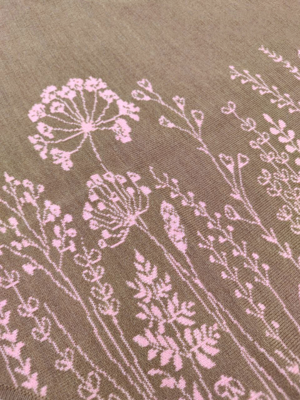 Оренбургский платок-косынка К502-15/29 розовый/т.беж