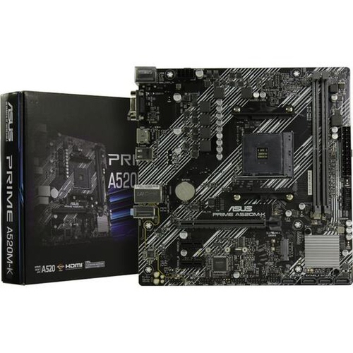Материнская плата ASUS PRIME A520M-K, AM4/AMD A520/2xDDR4/PCI-Ex16/M.2/SB7.1/GLAN/HDMI/VGA/mATX (90MB1500-M0EAY0)