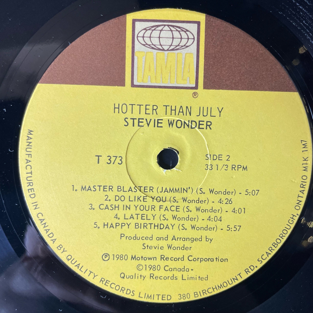 Винтажная виниловая пластинка LP Stevie Wonder Hotter Than July (Канада 1980)