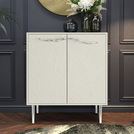 Комод Арт Колор leaves Стайл Сильвер с 2 полками Кремовый белый