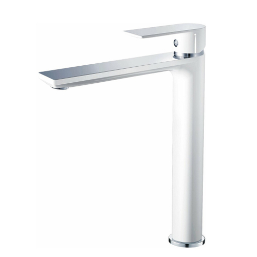 Смеситель для раковины 40к HB11505-8 HAIBA б/отв, высокий, п/шпильку, БЕЛЫЙ/ХРОМ