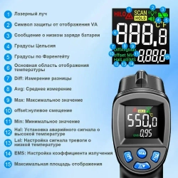 Инфракрасный бесконтактный пирометр, ANENG TH104, промышленный термометр, кухонный термометр