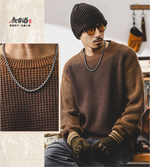 Американский ретро свитер мужской варёный с круглым воротом