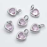 Подвеска Сердце, цвет серебро+розовый, размер 8*6,5 мм, цена за 1 шт