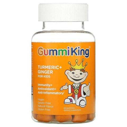 Детское здоровье GummiKing, Куркума и имбирь, для детей, иммунитет, антиоксидант и противовоспалительное средство, манго, 60 жевательных таблеток