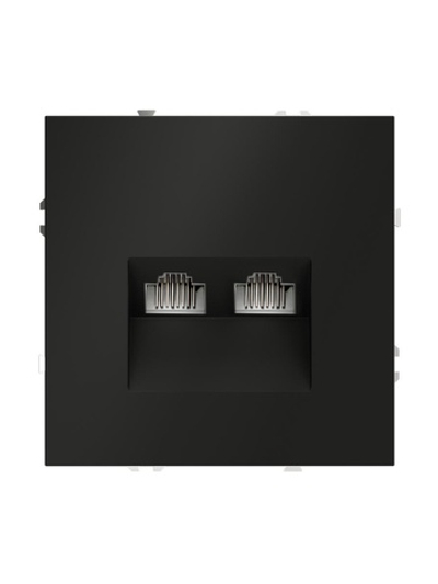 Розетка компьютерная 2-м СП S70 RJ45 + RJ45 кат.6 механизм черн. матов. Voltum VLS060208