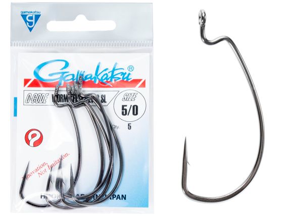 Крючки офсетные Gamakatsu WORM OFFSET EWG SL HOOKS BLACK разм. 5/0 5шт.