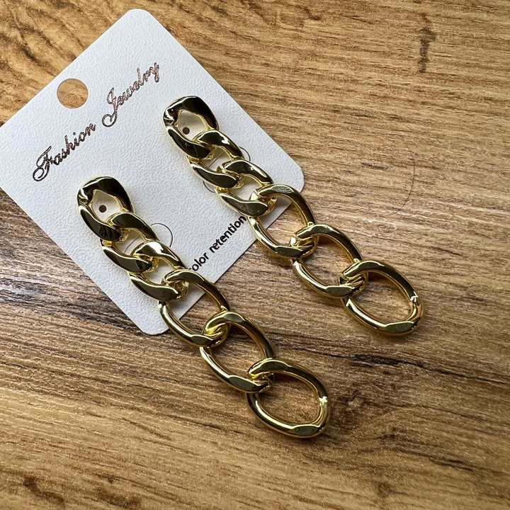 Серьги "Цепи" 6 звеньев плетение панцирное 2 вида металл золотистый 6 см