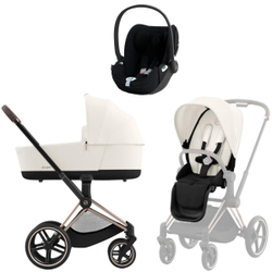 Коляска 3 в 1 Cybex Priam IV Rosegold complete и автокресло Cloud T i-Size Sepia Black Plus Off White