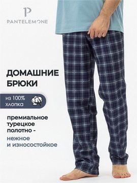 Брюки мужские Pantelemone PDB-164, клетка темно-синяя