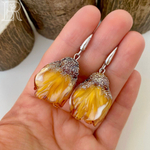 LEFIREL' Серьги серебряные женские "Мирилиса" с цветами из муранского стекла / ювелирные украшения из родированного серебра 925