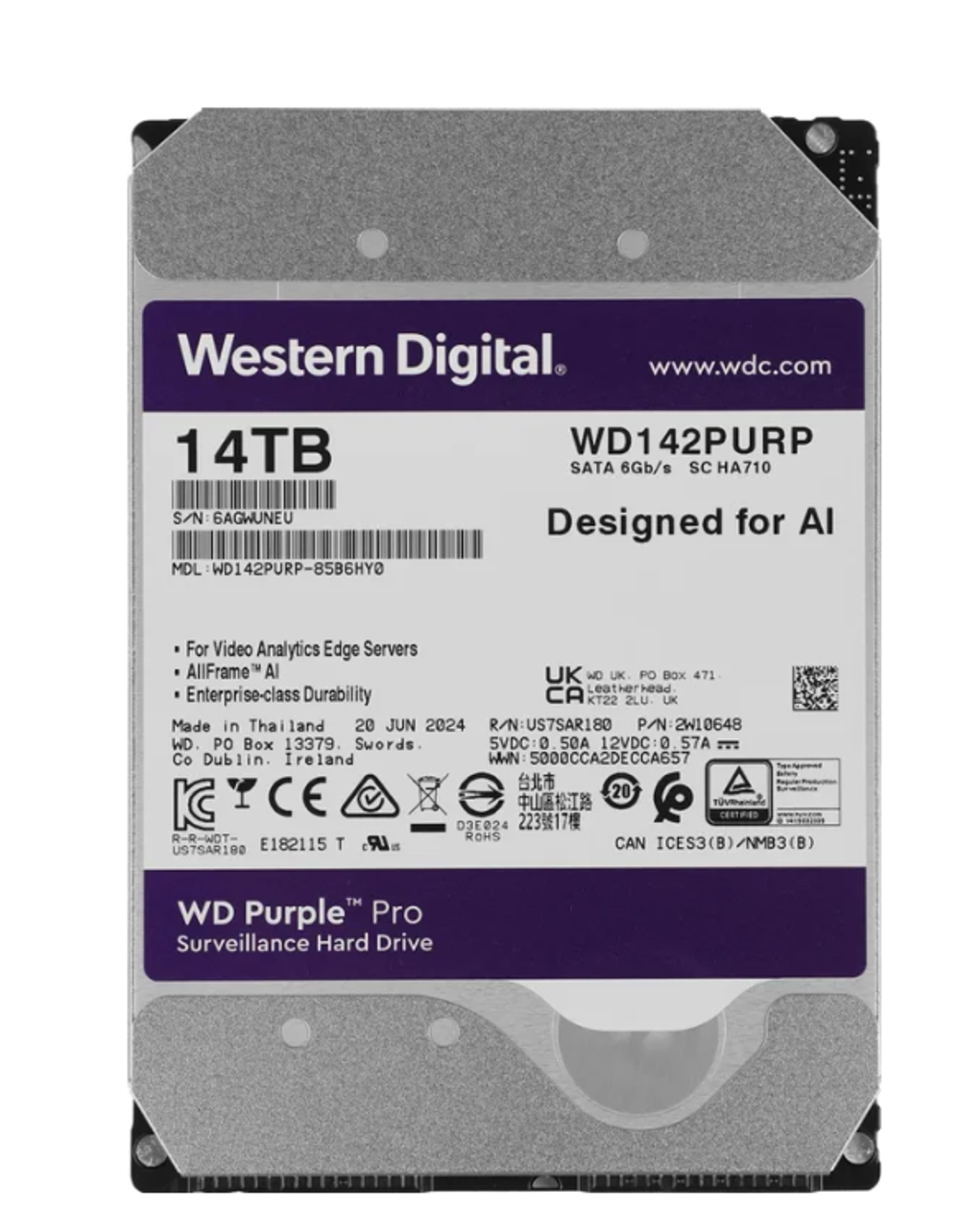 Жесткий диск Western Digital WD Purple Pro 14 ТБ 3,5″ (WD142PURP)