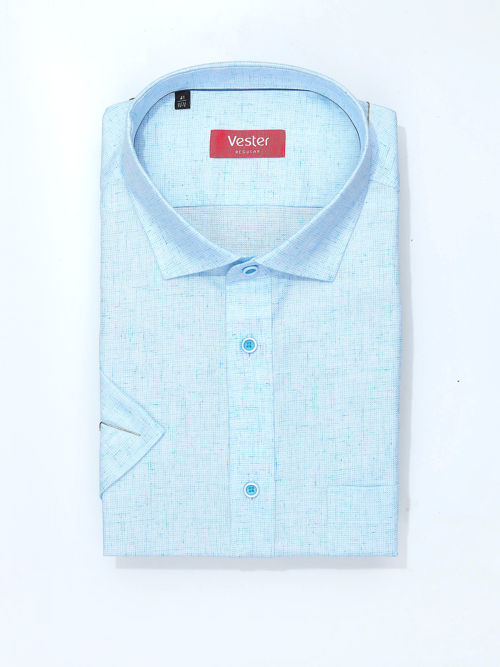 Сорочка мужская VESTER короткий рукав, хлопок, пэ, лён 73315 27