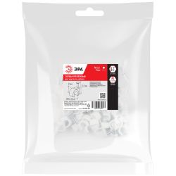 Скоба пластиковая ЭРА NO-224-571 крепежная круглая 9 мм белая (50 шт/уп) | Скобы пластиковые