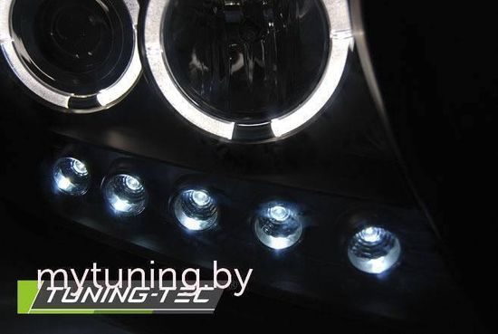 Передние фары Angel Eyes для Toyota Land Cruiser 200 (07-12) Black