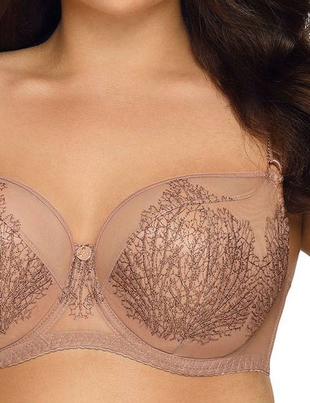 Бюстгальтер plus size с изысканной вышивкой в виде веточек (Размер: 100G) (Цвет: черный)