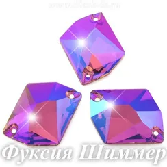 Пришивной ромб Dongzhou с 2 отверстиями, Фуксия Шиммер (ромб 11х14/16х20 мм) DZ