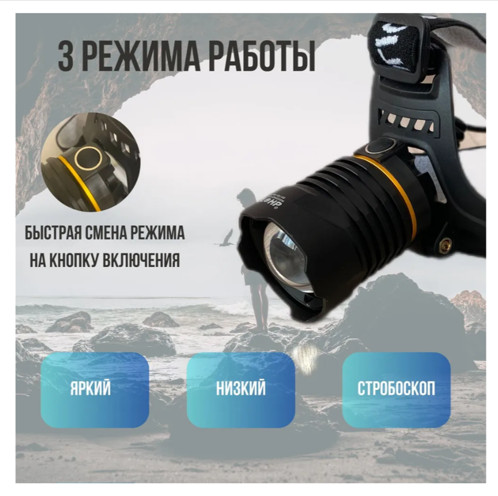 Фонарь Огонь HT-231-GT100 налобный Супер яркий (2000м)