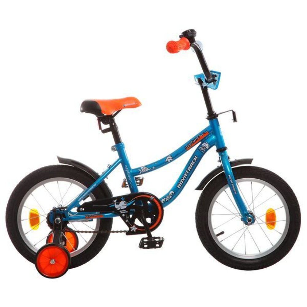 Велосипед NOVATRACK 14", NEPTUNE синий, защита А-тип, короткие крылья, нет багажника
