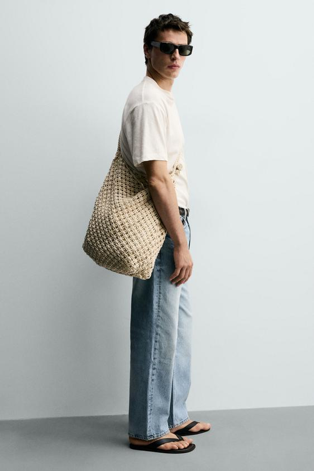 ZARA СУМКА ИЗ МАКРАМЕ, ПЕСОЧНО-КОРИЧНЕВЫЙ