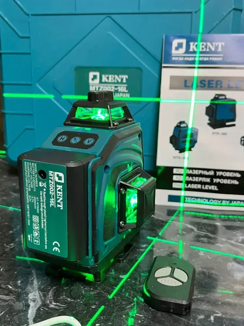 Лазерный уровень нивелир 4D 16 линий зеленый луч 360 с подставкой, KENT MTZ002-16L