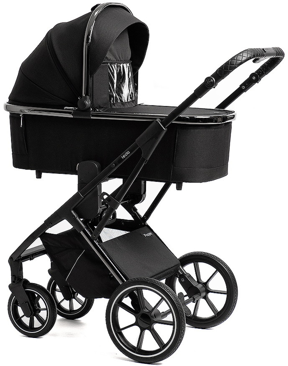 Детская коляска Peppy Tecla 3 в 1 с автокреслом Rise Milk Shadow Black Chrome Edition (Черный)