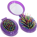 Расческа массажная складная «Your hair style» с зеркалом, овал, разноцветные зубья, микс 4-5 цветов, 5,4*17см●