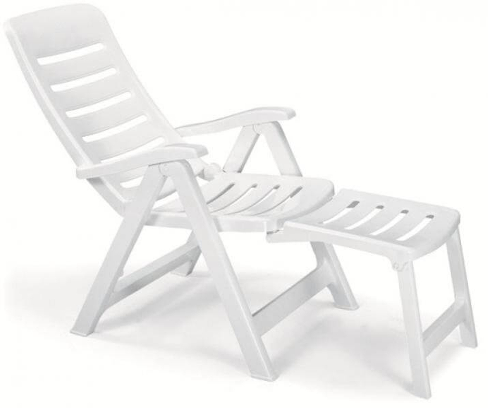 Шезлонг-лежак пластиковый SCAB GIARDINO Quintilla with Extension Armchair, белый