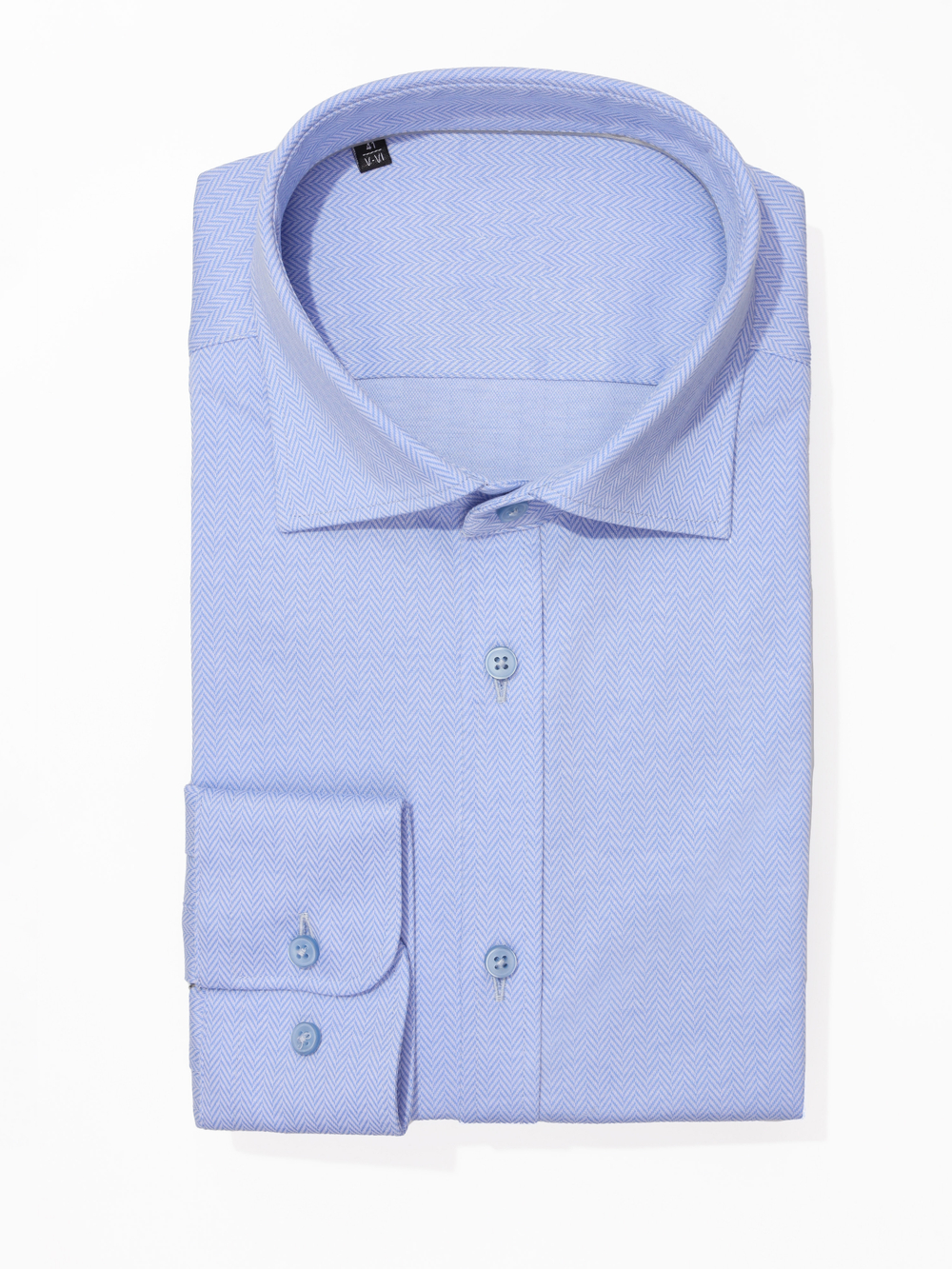 Сорочка мужская VESTER длинный рукав, трикотаж, 100% хлопок рисунок елочка, цвет голубой 50919 01