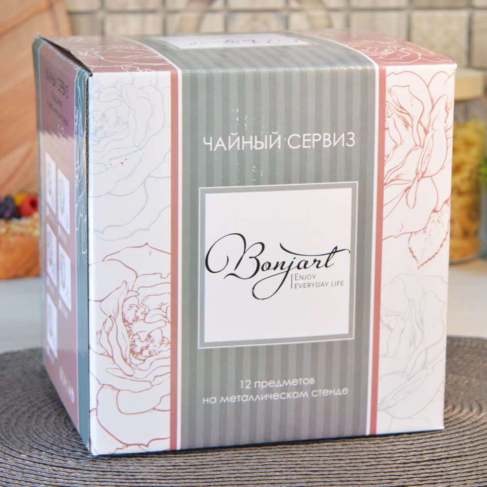 Чайный набор 12 предметов 240мл на подставке, 202346