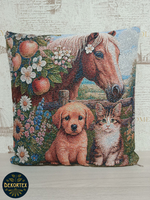 Декоративный гобеленовый чехол для интерьерной подушки В саду 38*38