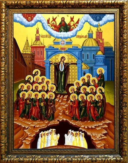 Непроходимая дверь. Икона Божьей Матери на холсте.