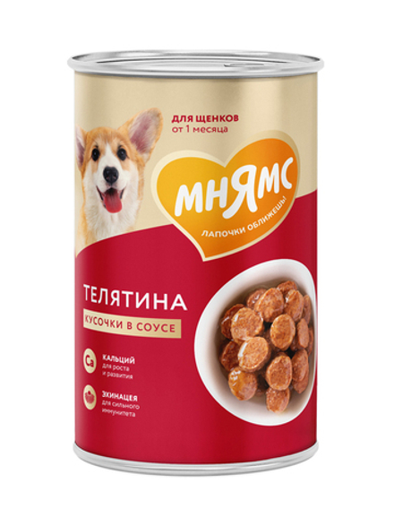 Влажный корм Мнямс На каждый день Кусочки в соусе с телятиной для щенков «ПРАВИЛЬНОЕ РАЗВИТИЕ» 400 г