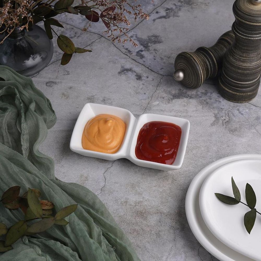 Соусник 50*50 мл двойной 12*7,3*2,3 см прямоуг. белый фарфор P.L. Proff Cuisine [8]
