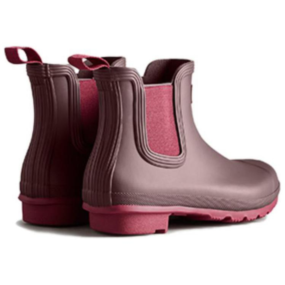 HUNTER Rain Boots Women"s Dark Red Color Block