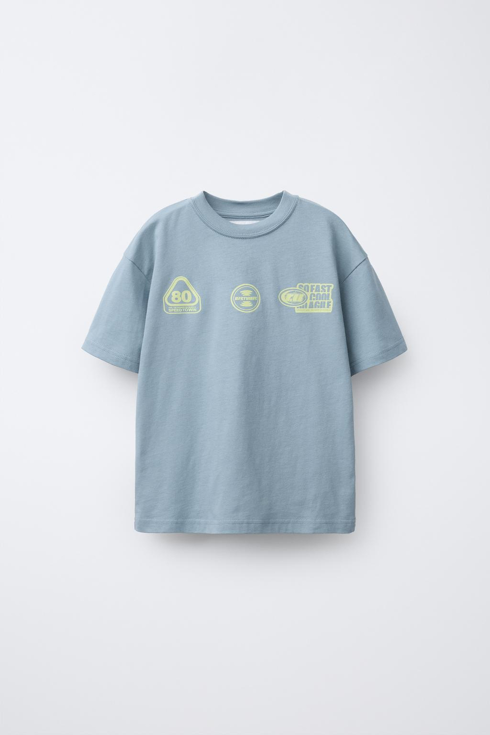 ZARA ФУТБОЛКА С ПРИНТОМ, ГОЛУБОЙ