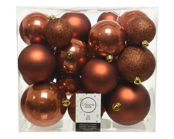 Набор пластиковых шаров Эллада 26 шт., светлый палисандр, Kaemingk (020620)