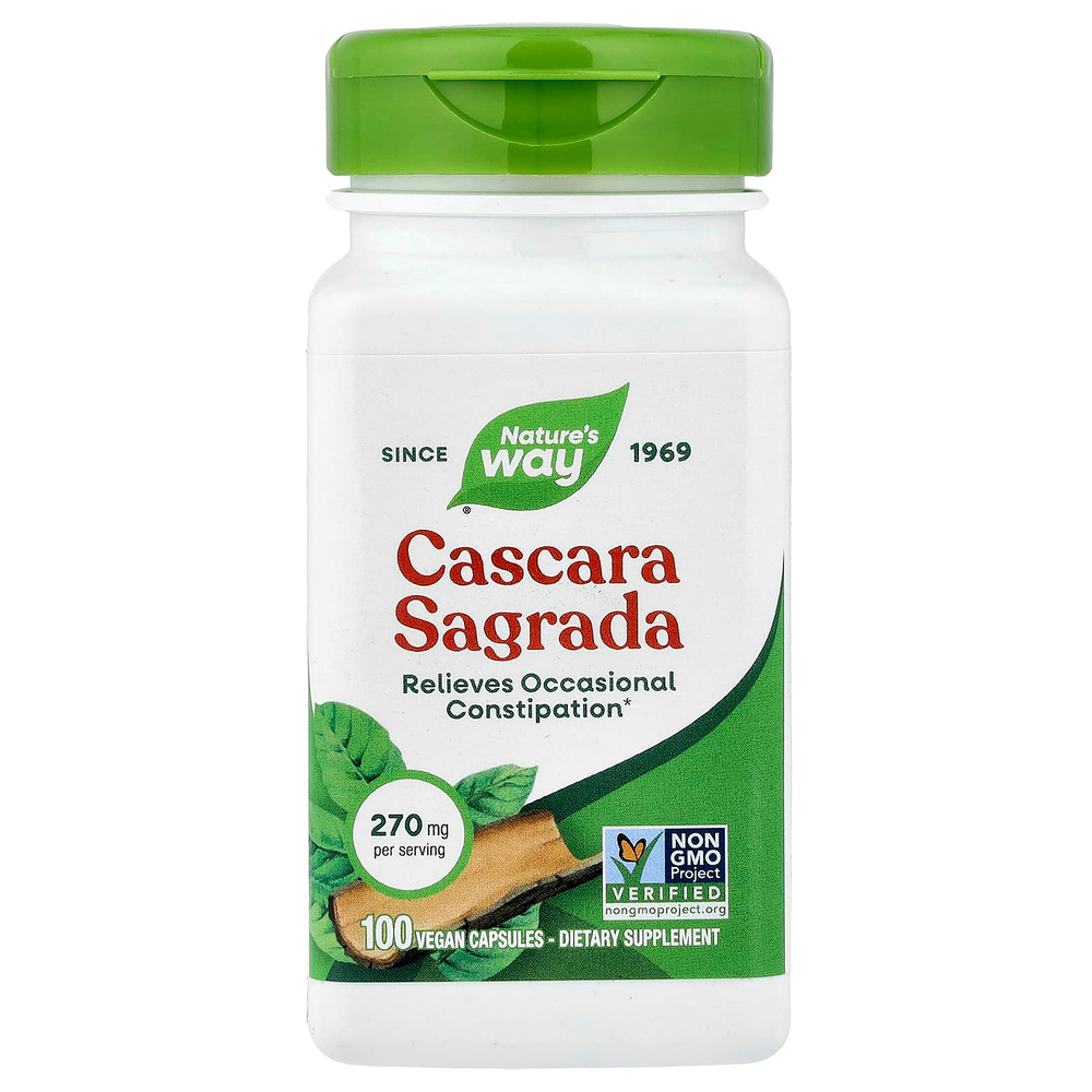 Nature's Way, каскара, 270 мг, 100 веганских капсул