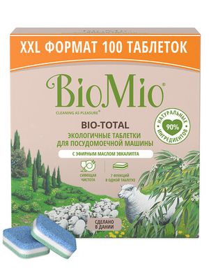 BioMio BIO-TOTAL ТАБЛЕТКИ для посудомоечной машины с маслом эвкалипта (100 шт).