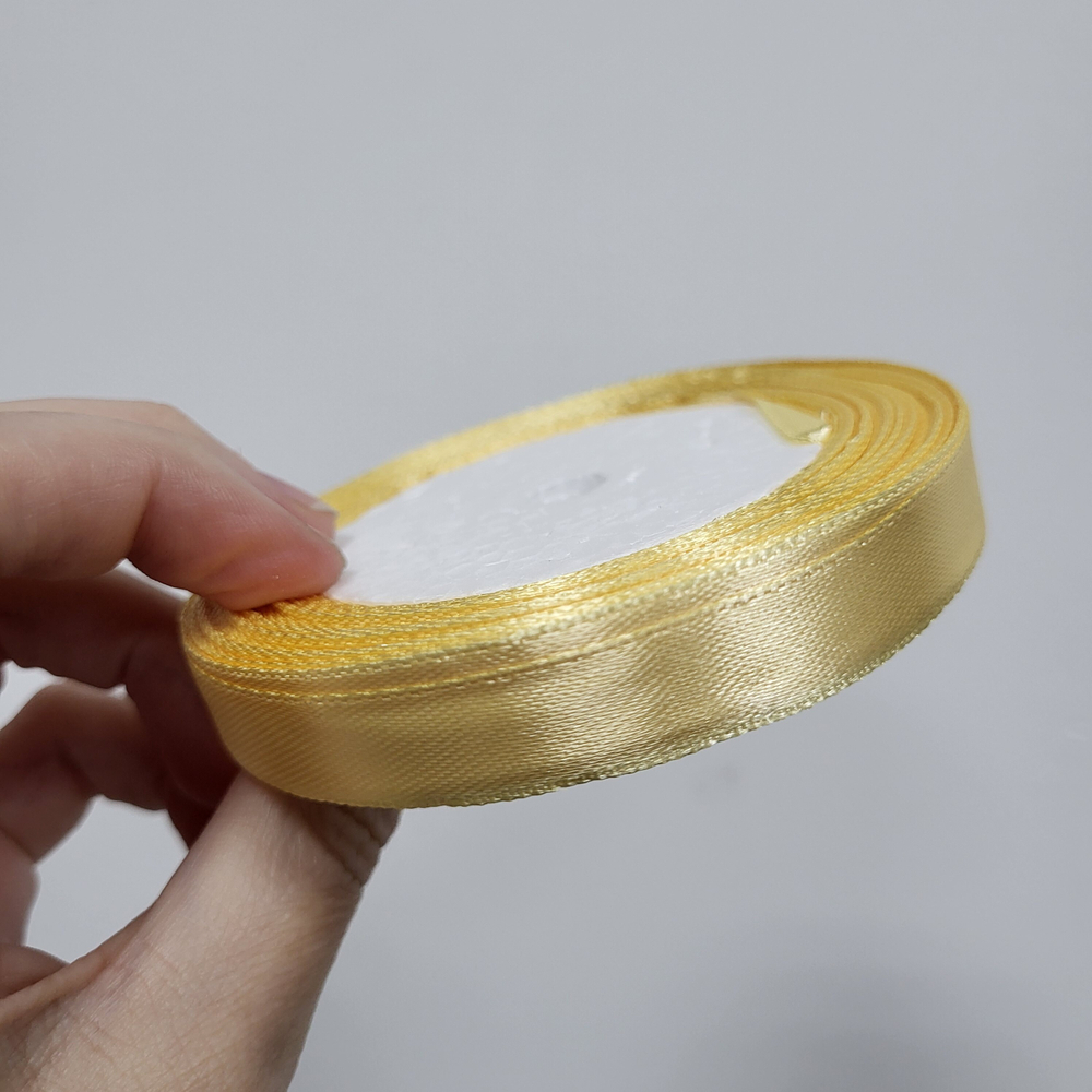 Лента атласная 12 мм Золотистая, 23 м