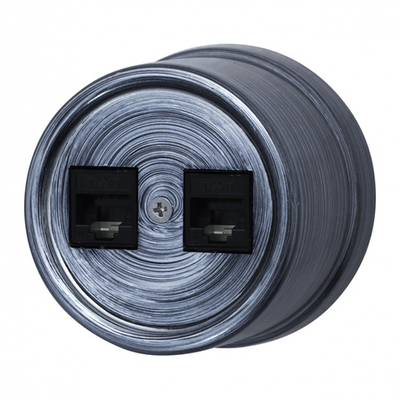 Розетка RJ45 информационная двойная, пластик, Серебряный Век B1-302-11