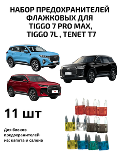 Набор предохранителей для Chery Tiggo 7 Pro Max, 7L, Tenet T7, Xcite X-Crosse 7 флажковый