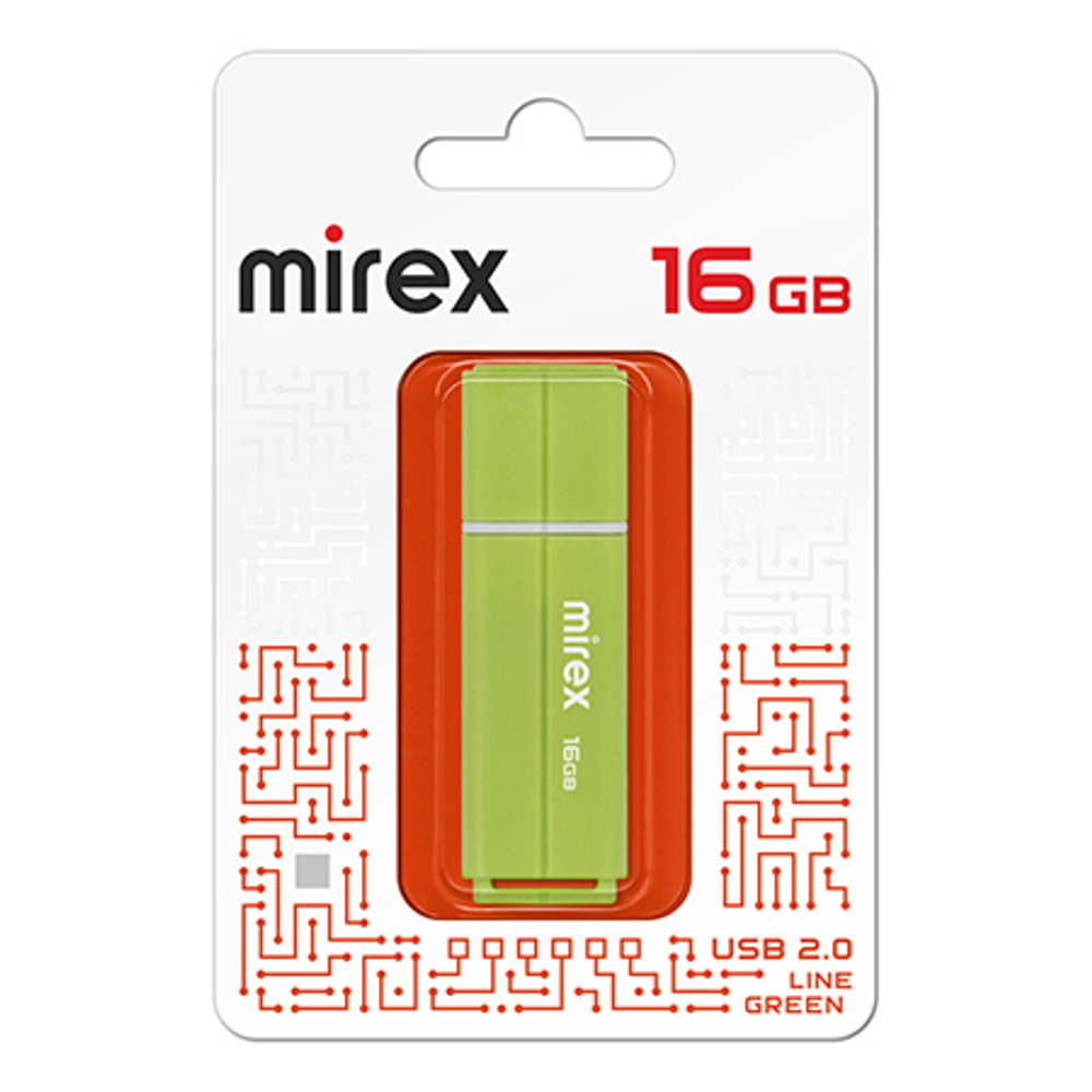 USB Флешка 16GB Mirex LINE, USB 2.0, зеленая
